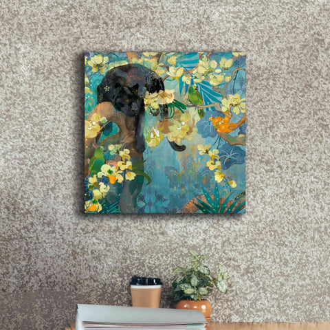 Image of 'Black Jaguar' by Evelia Designs Giclee Canvas Wall Art,18 x 18