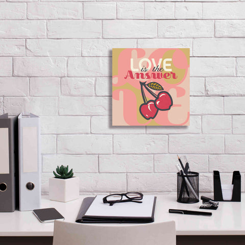 Image of 'Love Is The Answer Cherries' by Evelia Designs Giclee Canvas Wall Art,12 x 12