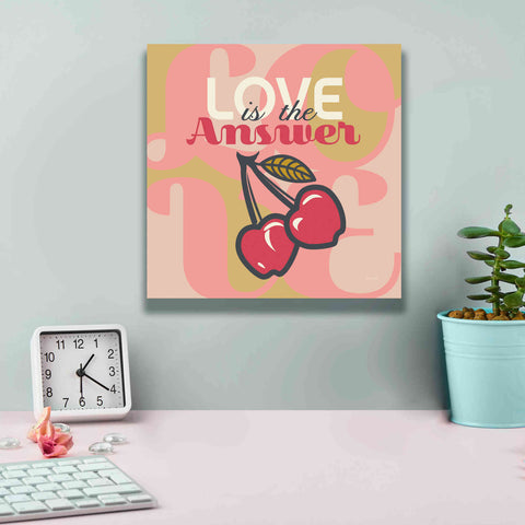 Image of 'Love Is The Answer Cherries' by Evelia Designs Giclee Canvas Wall Art,12 x 12