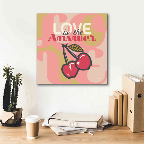 Image of 'Love Is The Answer Cherries' by Evelia Designs Giclee Canvas Wall Art,18 x 18