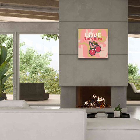 Image of 'Love Is The Answer Cherries' by Evelia Designs Giclee Canvas Wall Art,26 x 26