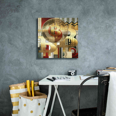 Image of 'Bitcoin Deco Seven' by Steve Hunziker Giclee Canvas Wall Art,18 x 18