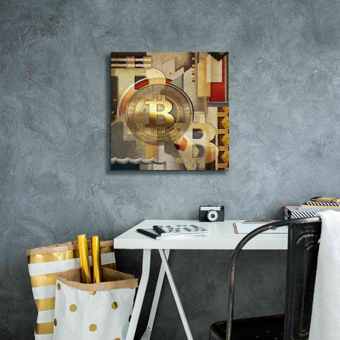 Image of 'Bitcoin Deco Six' by Steve Hunziker Giclee Canvas Wall Art,18 x 18