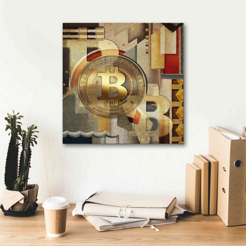 Image of 'Bitcoin Deco Six' by Steve Hunziker Giclee Canvas Wall Art,18 x 18