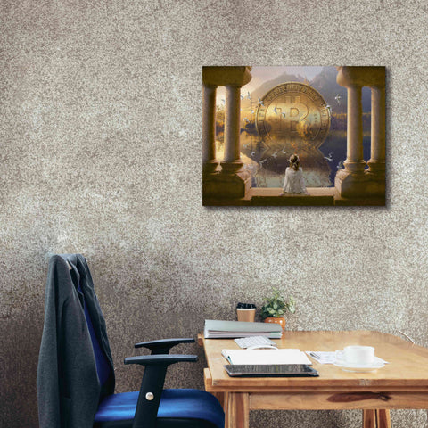 Image of 'Bitcoin Deco Three' by Steve Hunziker Giclee Canvas Wall Art,34 x 26