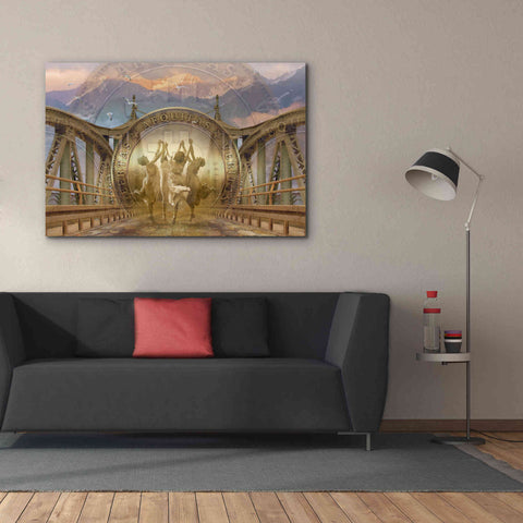 Image of 'Bitcoin Deco One' by Steve Hunziker Giclee Canvas Wall Art,60 x 40