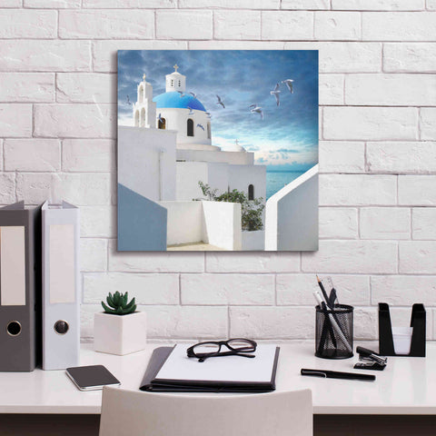 Image of 'Grecianblue One' by Steve Hunziker Giclee Canvas Wall Art,18 x 18