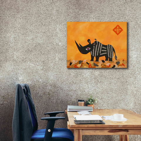 Image of 'Rhino with Summer Sky by Casey Craig Giclee Canvas Wall Art,34 x 26