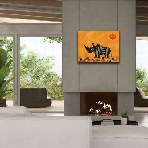 Image of 'Rhino with Summer Sky by Casey Craig Giclee Canvas Wall Art,34 x 26