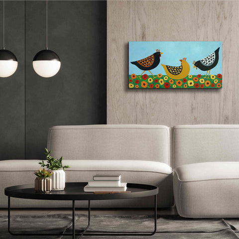 Image of 'Hens and Poppies by Casey Craig Giclee Canvas Wall Art,40 x 20