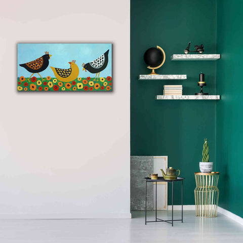Image of 'Hens and Poppies by Casey Craig Giclee Canvas Wall Art,40 x 20