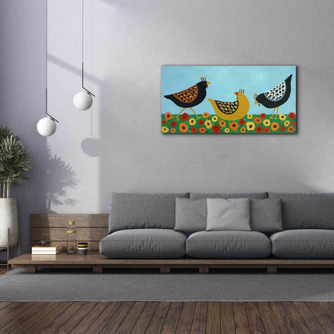 Image of 'Hens and Poppies by Casey Craig Giclee Canvas Wall Art,60 x 30