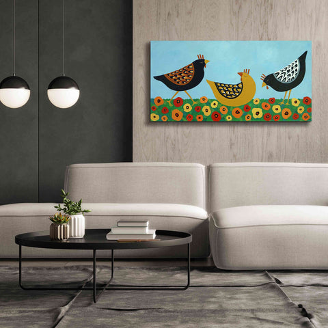 Image of 'Hens and Poppies by Casey Craig Giclee Canvas Wall Art,60 x 30