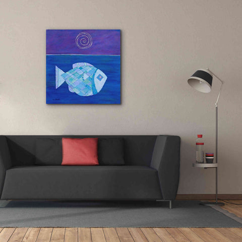 Image of 'Fish with Spiral Moon by Casey Craig Giclee Canvas Wall Art,37 x 37