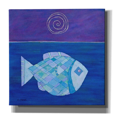 Image of 'Fish with Spiral Moon by Casey Craig Giclee Canvas Wall Art