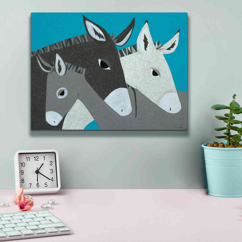 Image of 'Donkey Family by Casey Craig Giclee Canvas Wall Art,16 x 12