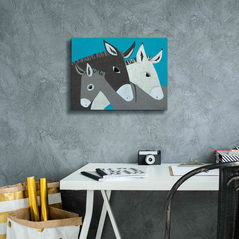 Image of 'Donkey Family by Casey Craig Giclee Canvas Wall Art,16 x 12