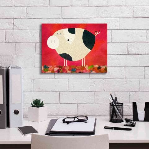 Image of 'Pig Newton Reverse by Casey Craig Giclee Canvas Wall Art,16 x 12