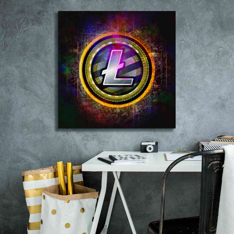 Image of Epic Graffiti'Litecoin Better Than Gold' by Epic Portfolio Giclee Canvas Wall Art,26 x 26