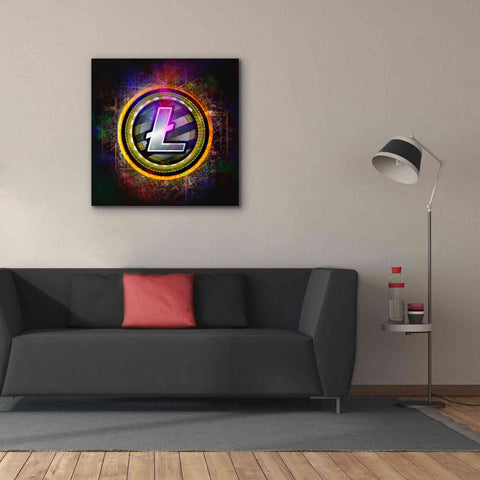 Image of Epic Graffiti'Litecoin Better Than Gold' by Epic Portfolio Giclee Canvas Wall Art,37 x 37