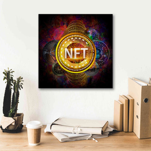 Image of Epic Graffiti'Crypto Pyramid Nft' by Epic Portfolio Giclee Canvas Wall Art,18 x 18