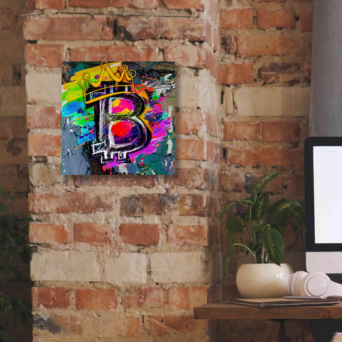 Image of Epic Graffiti'Bitcoin Crypto King' by Epic Portfolio Giclee Canvas Wall Art,12 x 12