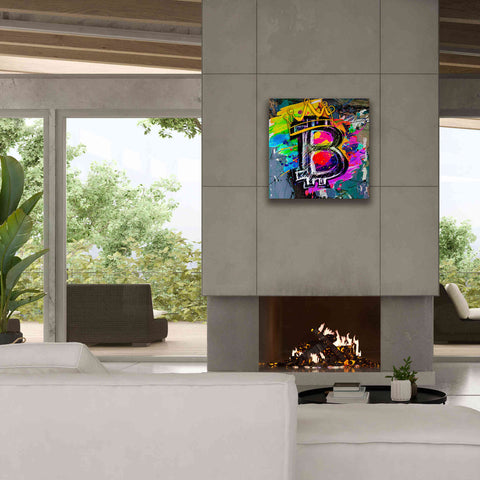Image of Epic Graffiti'Bitcoin Crypto King' by Epic Portfolio Giclee Canvas Wall Art,26 x 26