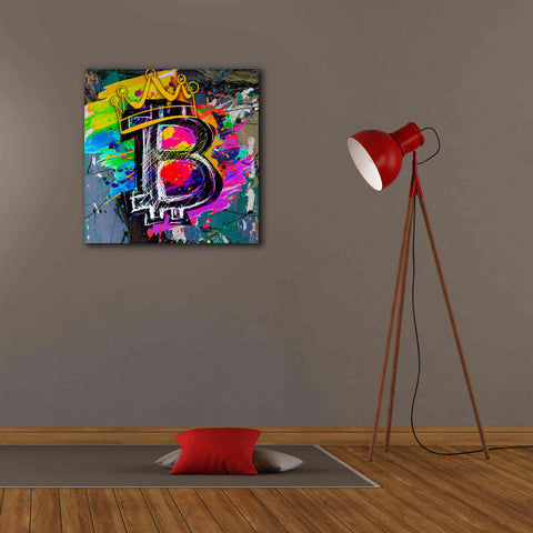 Image of Epic Graffiti'Bitcoin Crypto King' by Epic Portfolio Giclee Canvas Wall Art,26 x 26