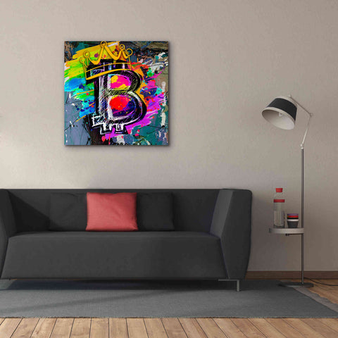 Image of Epic Graffiti'Bitcoin Crypto King' by Epic Portfolio Giclee Canvas Wall Art,37 x 37