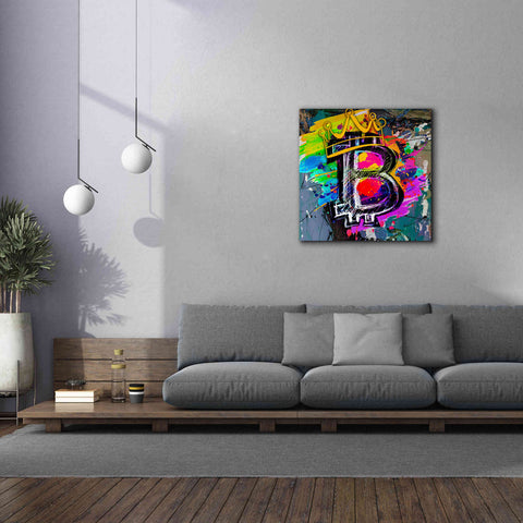 Image of Epic Graffiti'Bitcoin Crypto King' by Epic Portfolio Giclee Canvas Wall Art,37 x 37