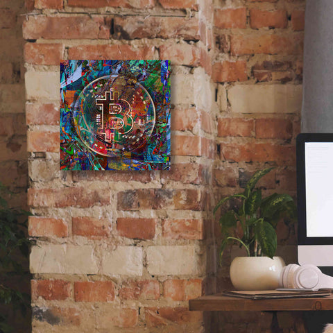 Image of Epic Graffiti'Bitcoin Bronze Abstract' by Epic Portfolio Giclee Canvas Wall Art,12 x 12