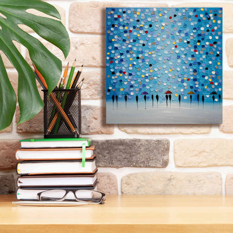 Image of 'Colorful City Umbrellas' by Ekaterina Ermilkina Giclee Canvas Wall Art,12 x 12