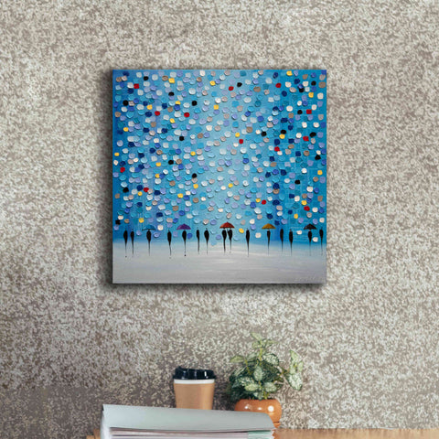 Image of 'Colorful City Umbrellas' by Ekaterina Ermilkina Giclee Canvas Wall Art,18 x 18