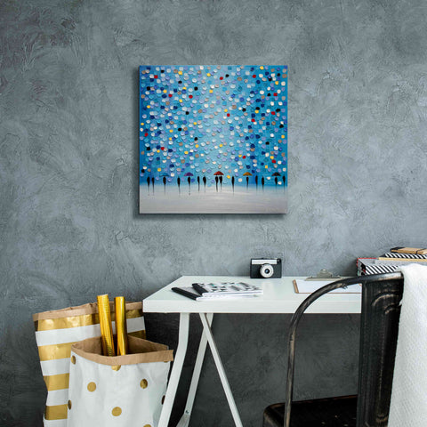 Image of 'Colorful City Umbrellas' by Ekaterina Ermilkina Giclee Canvas Wall Art,18 x 18