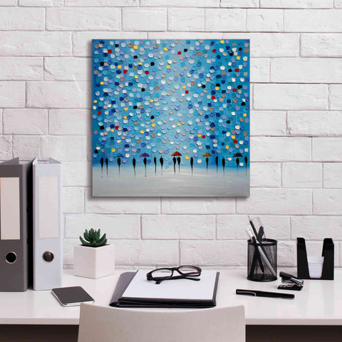 Image of 'Colorful City Umbrellas' by Ekaterina Ermilkina Giclee Canvas Wall Art,18 x 18