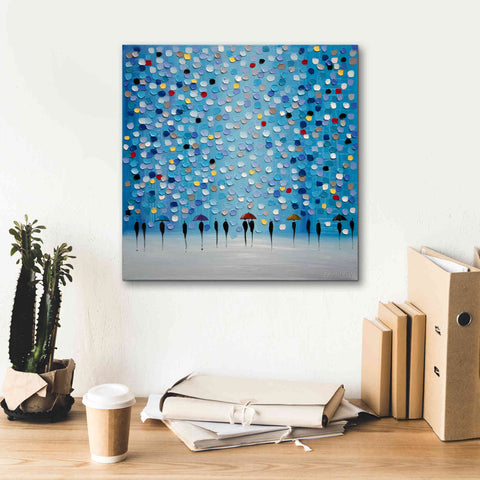 Image of 'Colorful City Umbrellas' by Ekaterina Ermilkina Giclee Canvas Wall Art,18 x 18