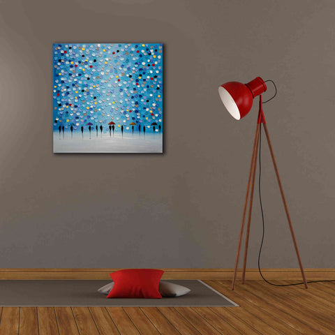 Image of 'Colorful City Umbrellas' by Ekaterina Ermilkina Giclee Canvas Wall Art,26 x 26