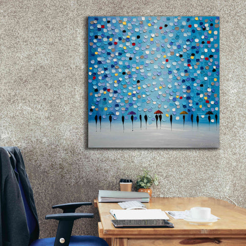 Image of 'Colorful City Umbrellas' by Ekaterina Ermilkina Giclee Canvas Wall Art,37 x 37