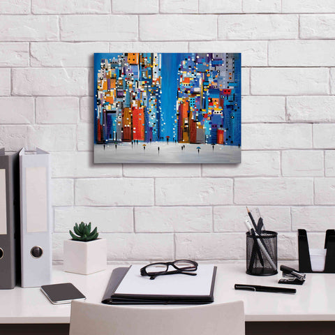 Image of 'Night Square' by Ekaterina Ermilkina Giclee Canvas Wall Art,16 x 12