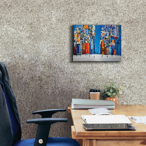 Image of 'Night Square' by Ekaterina Ermilkina Giclee Canvas Wall Art,16 x 12