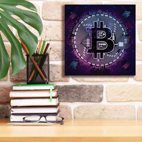 Image of 'Bitcoin 80s' by Cameron Gray Giclee Canvas Wall Art,12 x 12
