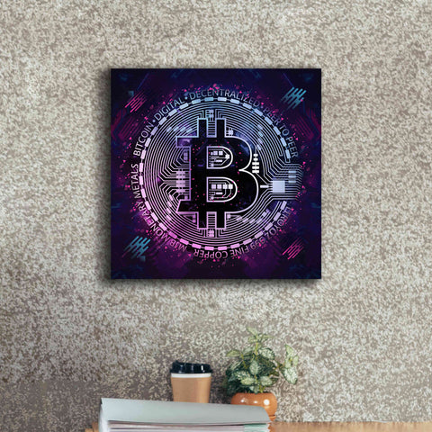 Image of 'Bitcoin 80s' by Cameron Gray Giclee Canvas Wall Art,18 x 18
