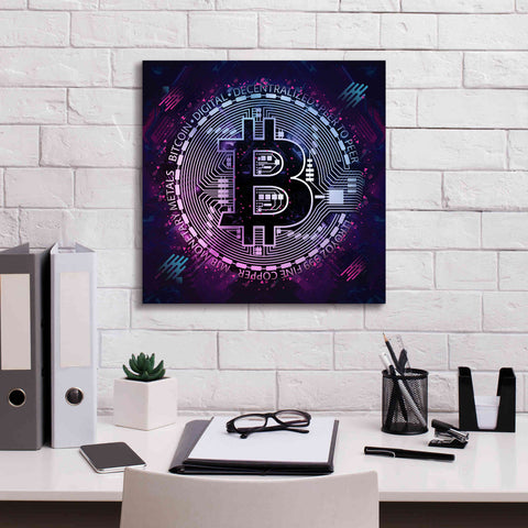 Image of 'Bitcoin 80s' by Cameron Gray Giclee Canvas Wall Art,18 x 18