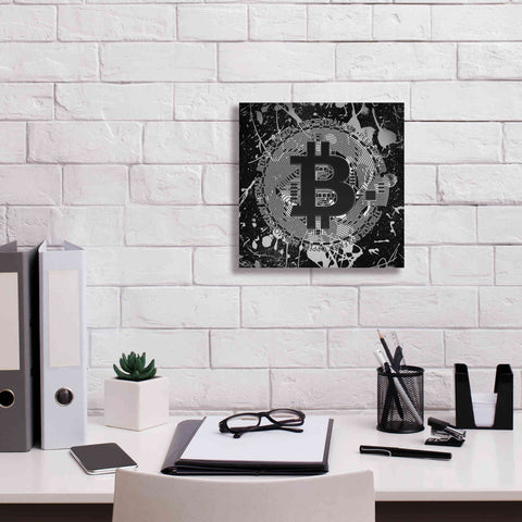 Image of 'Bitcoin Black Ice' by Cameron Gray Giclee Canvas Wall Art,12 x 12