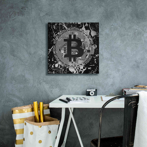 Image of 'Bitcoin Black Ice' by Cameron Gray Giclee Canvas Wall Art,18 x 18