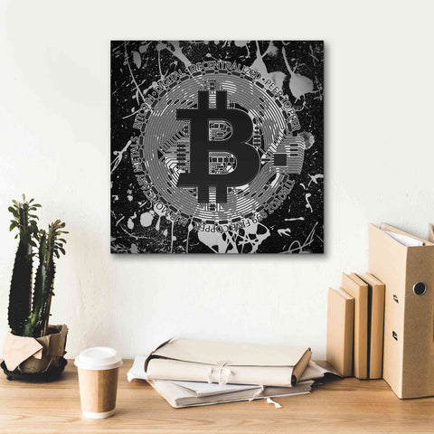 Image of 'Bitcoin Black Ice' by Cameron Gray Giclee Canvas Wall Art,18 x 18