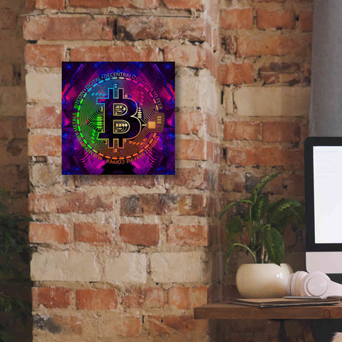 Image of 'Bitcoin Rainbow' by Cameron Gray Giclee Canvas Wall Art,12 x 12