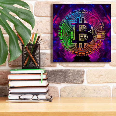 Image of 'Bitcoin Rainbow' by Cameron Gray Giclee Canvas Wall Art,12 x 12