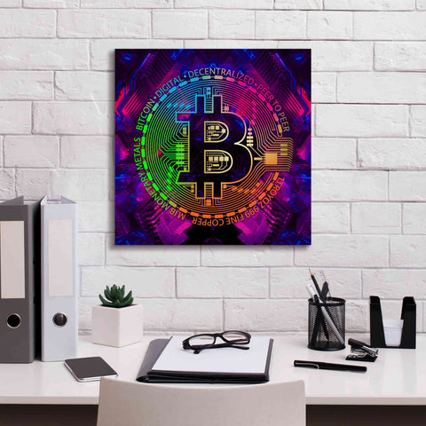Image of 'Bitcoin Rainbow' by Cameron Gray Giclee Canvas Wall Art,18 x 18