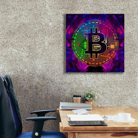 Image of 'Bitcoin Rainbow' by Cameron Gray Giclee Canvas Wall Art,26 x 26